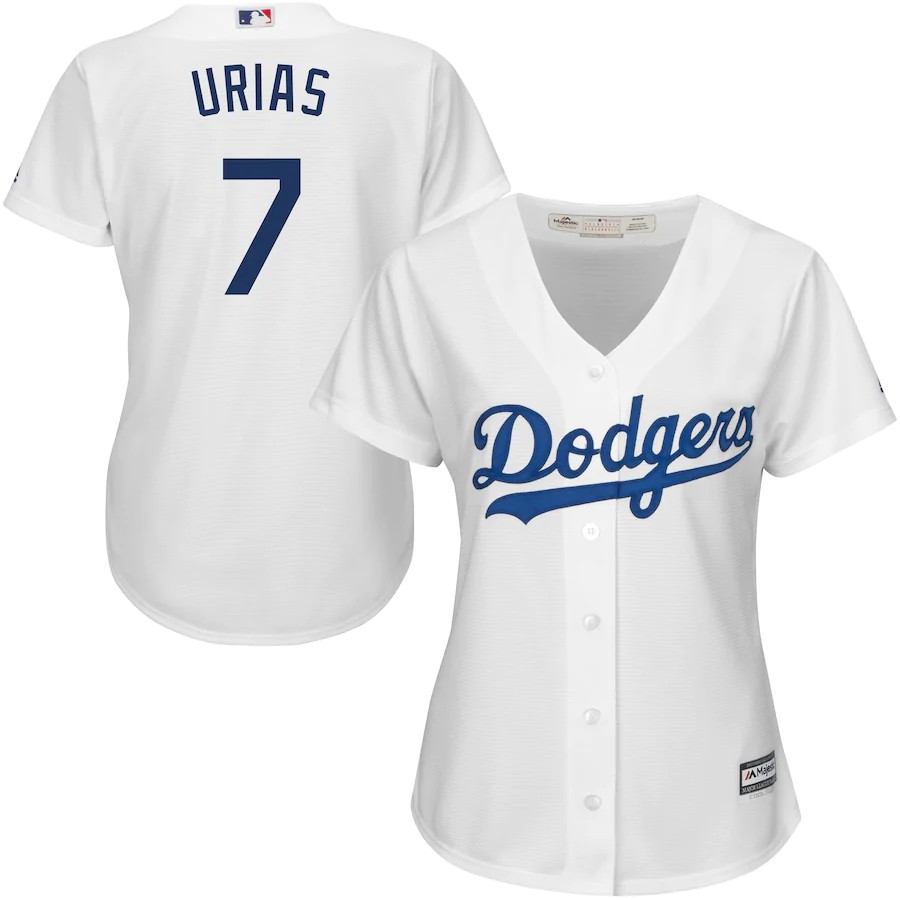 Women Los Angeles Dodgers 7 Julio Urias Men Nike White Road Team MLB Jersey